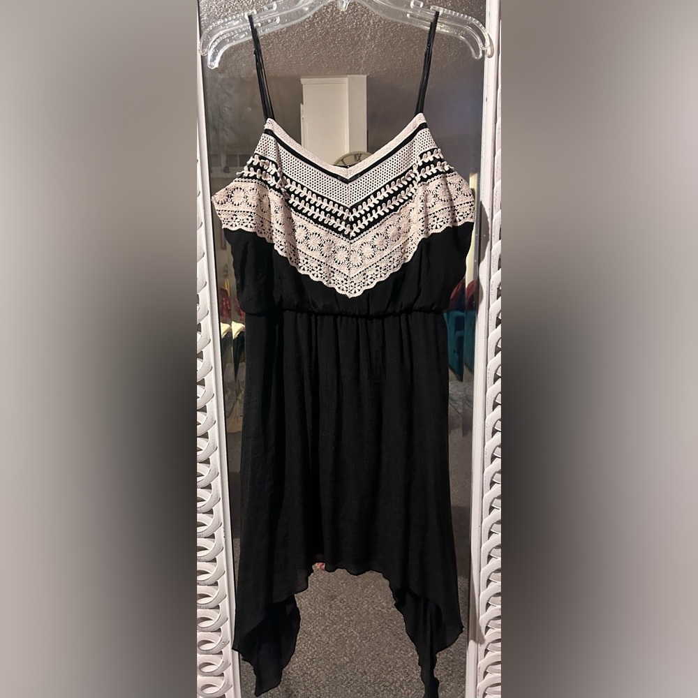 Trixxi Dual Layered Embroidered Sharkbite Hem Dress